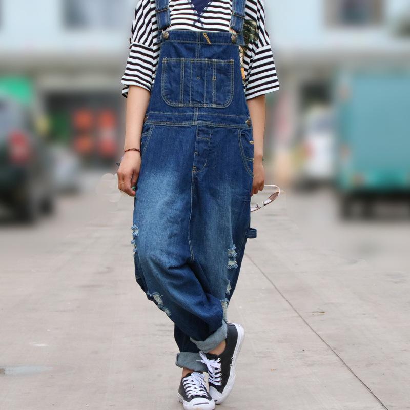 Buddha Trends Casual Ripped Denim Overall