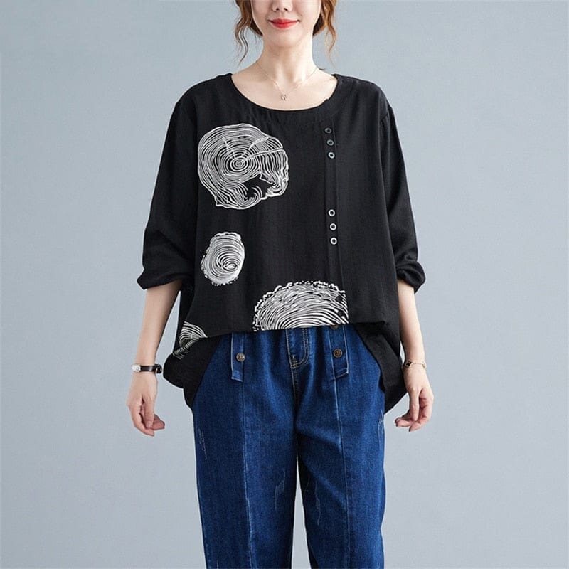 Buddha Trends Casual Vintage Cotton Tunic Shirt