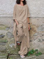 Buddha Trends Celmia Conjunto de camisa larga asimétrica + pantalón