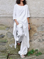 Buddha Trends Celmia חולצה אסימטרית ארוכה + סט מכנסיים