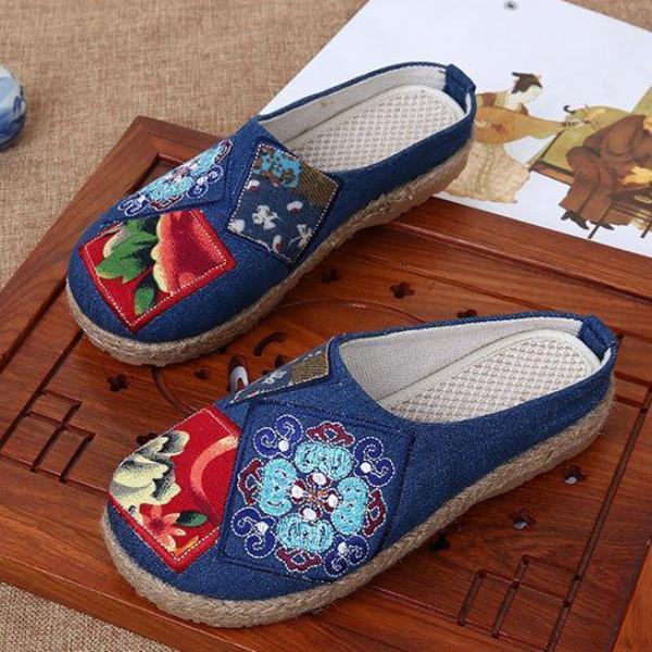 Buddha Trends Chinese Artist Embroidered Cotton Slippers
