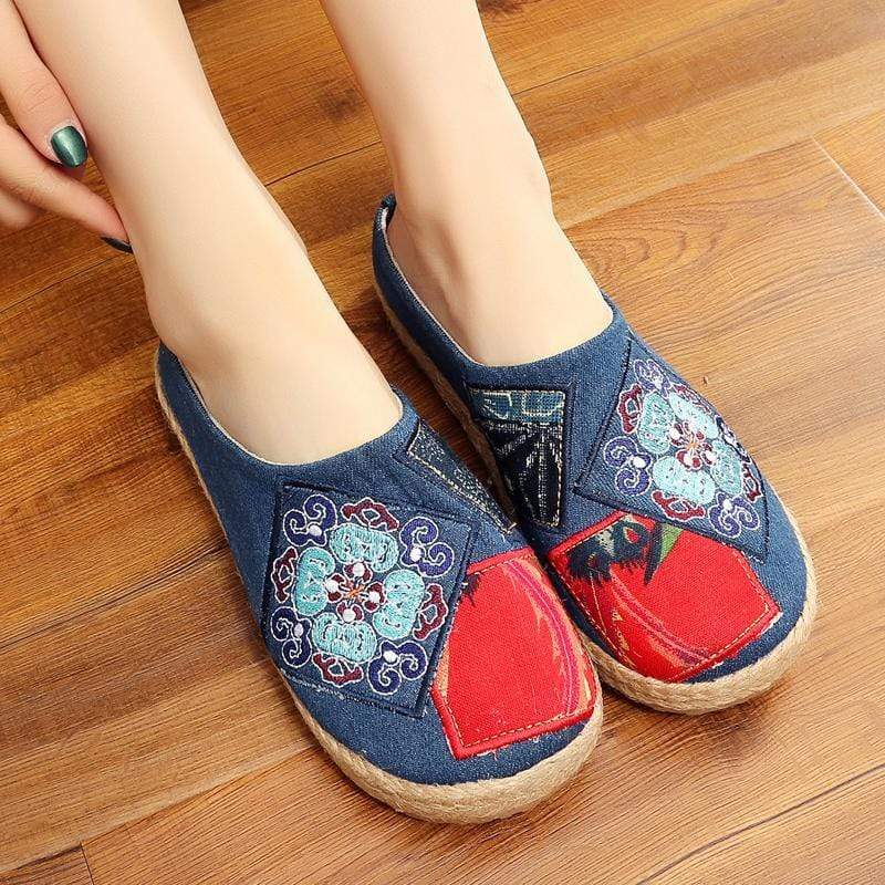 Chinese Artist Embroidered Cotton Slippers