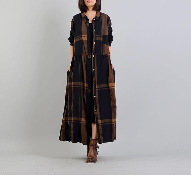 Casual Chic Plaid Brown Trench Coat | Nirvana