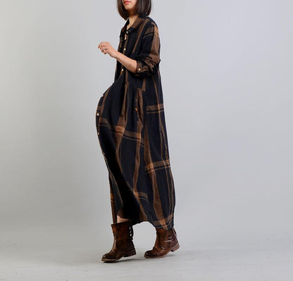 Casual Chic Plaid Brown Trench Coat | Nirvana