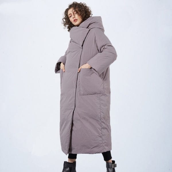 Buddha Trends Coats Gris / M Mia Long Hooded Puffer Coat