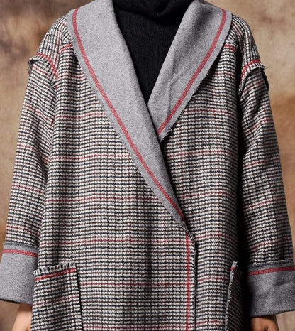Vintage κομψό καρό παλτό μαλλιού