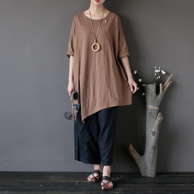 Buddha Trends Coffee / One Size Split Side Long Sleeve T-Shirt