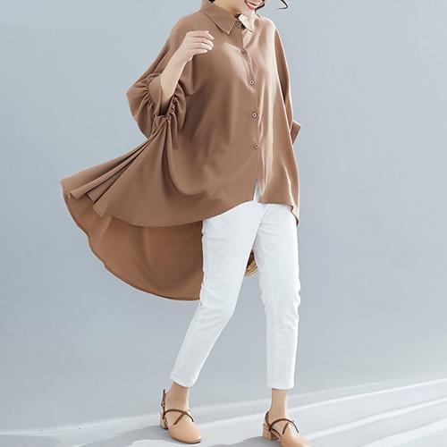 Buddha Trends Cozy Vibes Batwing Sleeve High Low Shirt