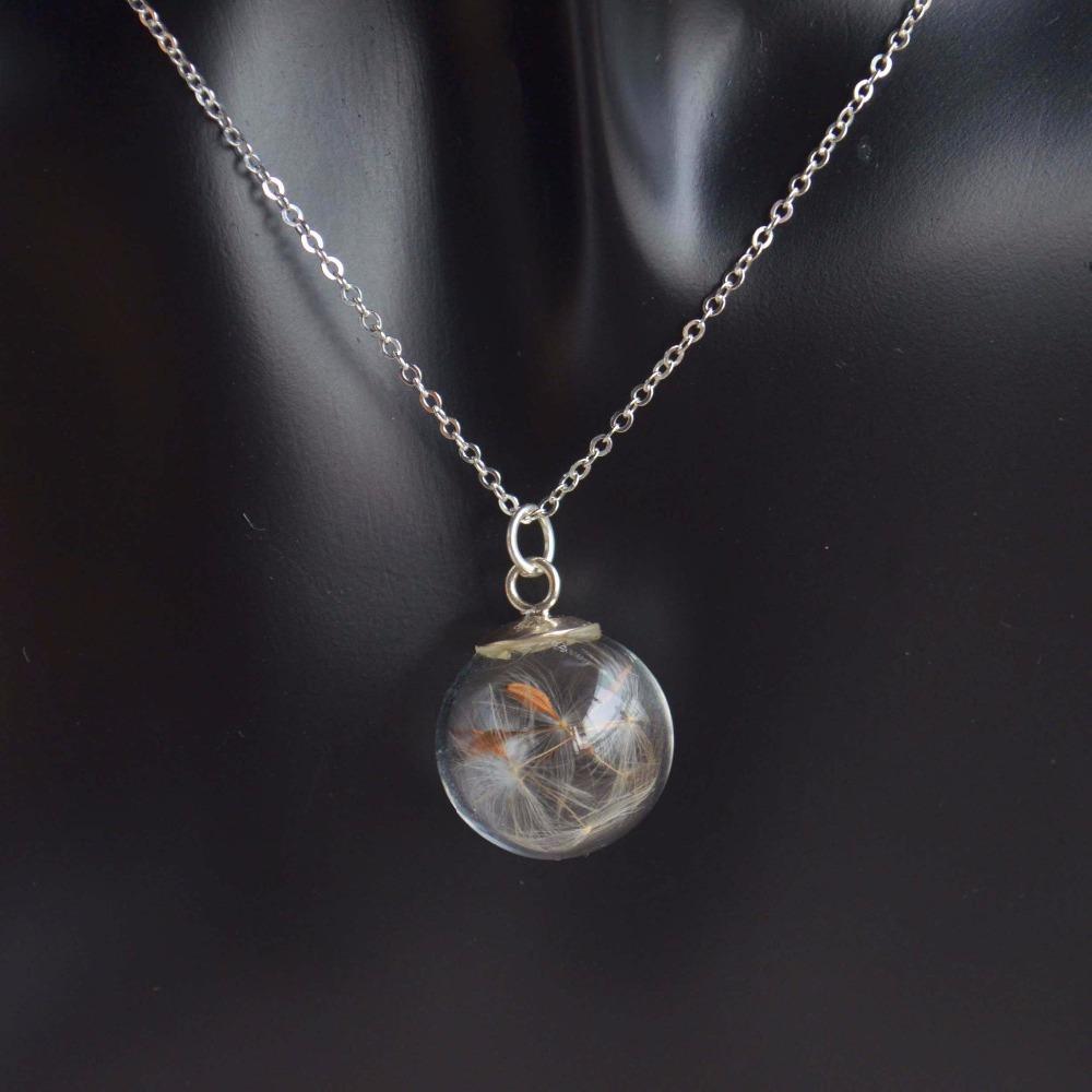Buddha Trends Dandelion Seed Wish Glass Pendant Necklace