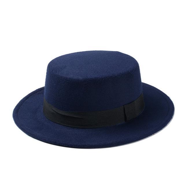 Buddha Trends Dark Blue Grunge Flat Boater Style Hat