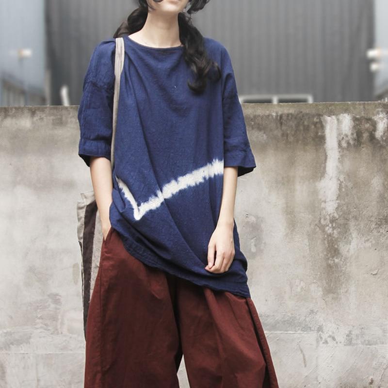 Buddha Trends Темно-синяя повседневная винтажная футболка одного размера с принтом тай-дай | Лотос