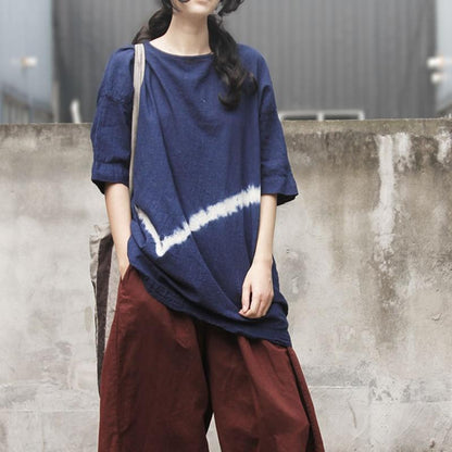 Buddha Trends Biru tua / T-shirt Kasual Vintage Satu Ukuran Tie-Dye | Teratai