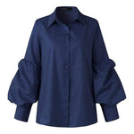 Camicia abbottonata manica Bishop blu scuro / S di Buddha Trends