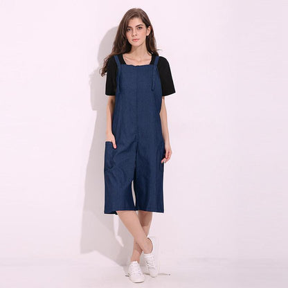 Buddha Trends Dark Blue / S Plus Size 90-talls Denim Overall Shorts
