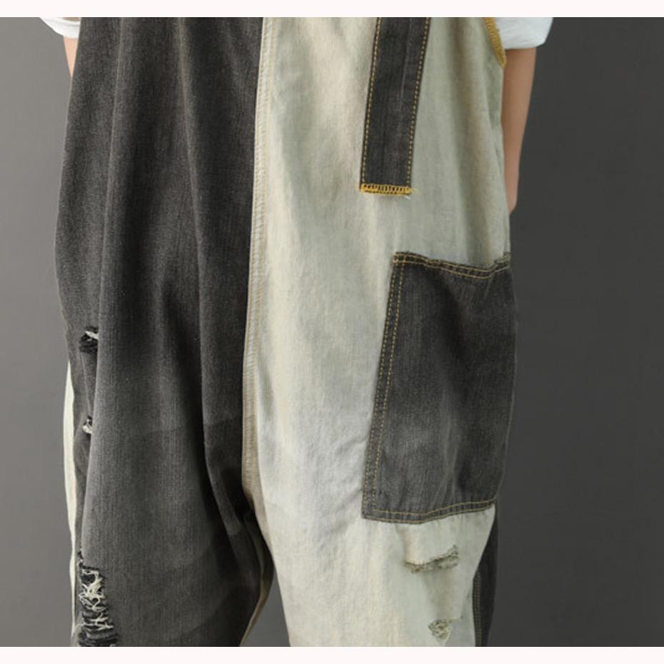 Buddha Trends Distressed Patchwork 90s Denim Overall
