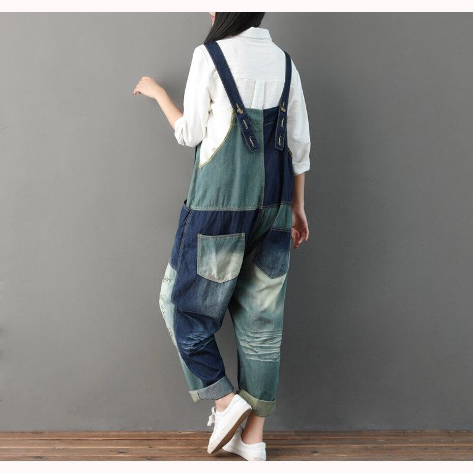 אוברול ג'ינס משנות ה-90 של Buddha Trends Distressed Patchwork