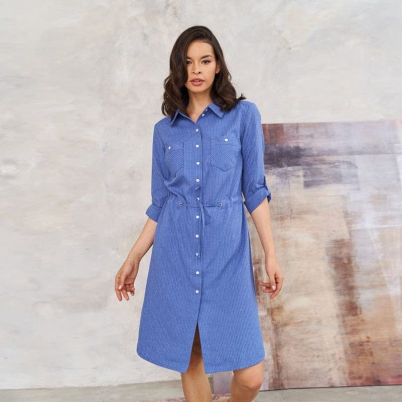 Φόρεμα Buddha Trends Φόρεμα μπλε πουκάμισο με μανίκια 3/4