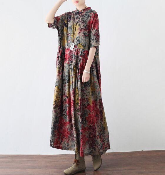 Buddha Trends Dress Abstract Painting Loose Maxi Dress