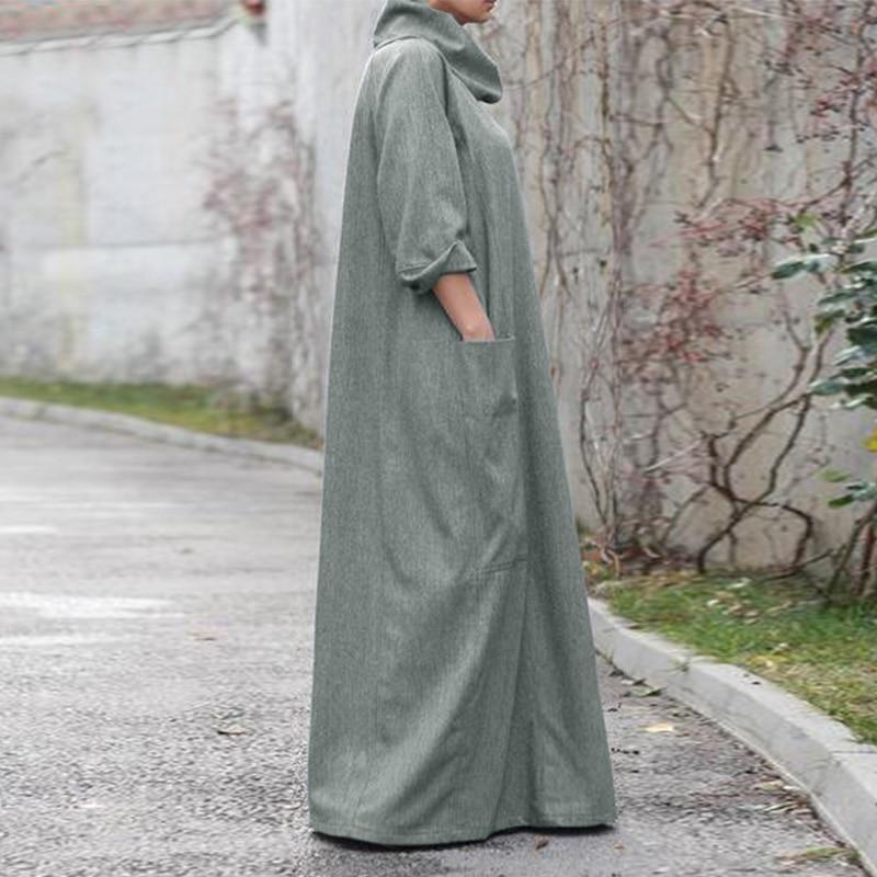 Buddha Trends Kleid Alpha State Loose Rollkragen Maxi Kleid