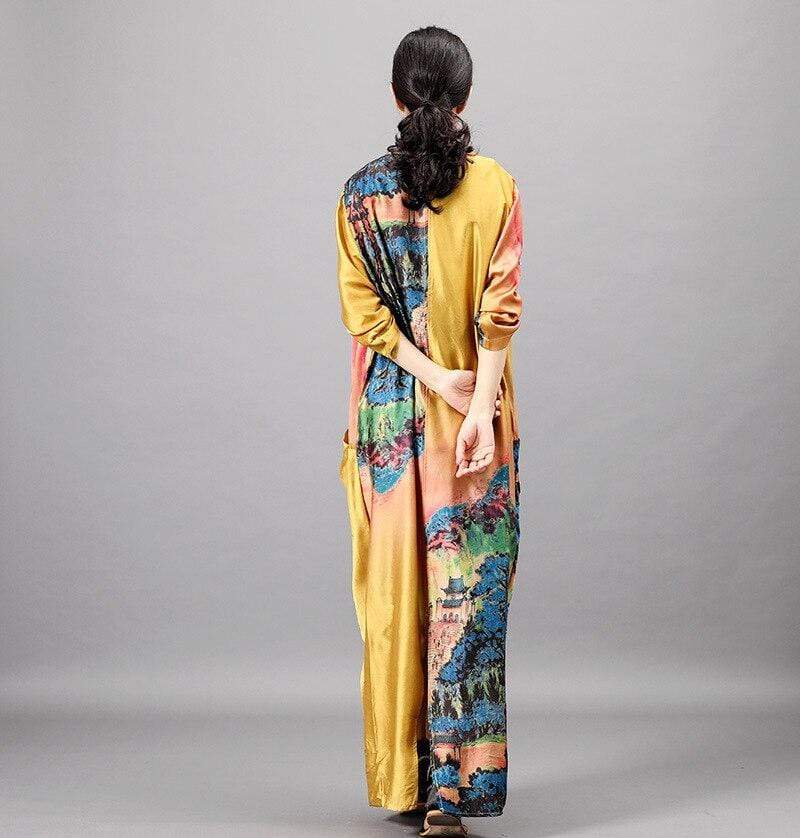 Robe longue colorée de paysage d'Asie | Nirvana