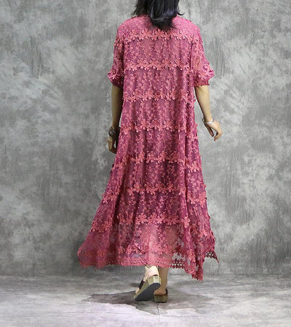 Buddha Trends Dress Asymmetrical Lace Midi Dress