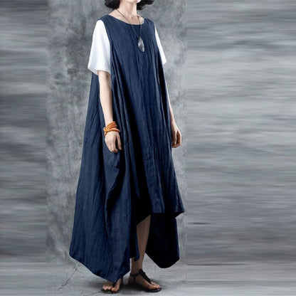 Buddha Trends Dress Epäsymmetrinen hihaton midi-mekko