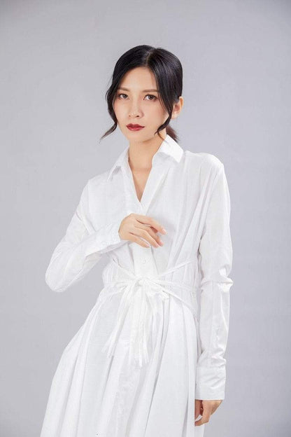 Buddha Trends Kleid Asymmetrisches Hemdkleid mit V-Ausschnitt | Millennials