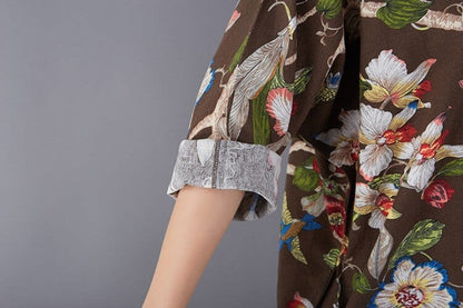 Budda Trends Dress Birds and Flowers Sukienka midi w stylu vintage