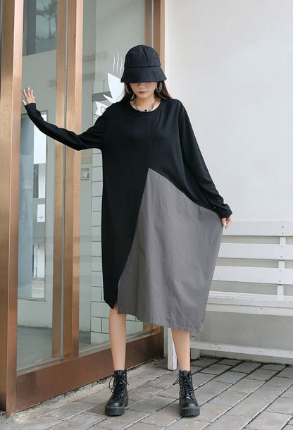 Buddha Trends Dress Robe t-shirt oversize noire et grise