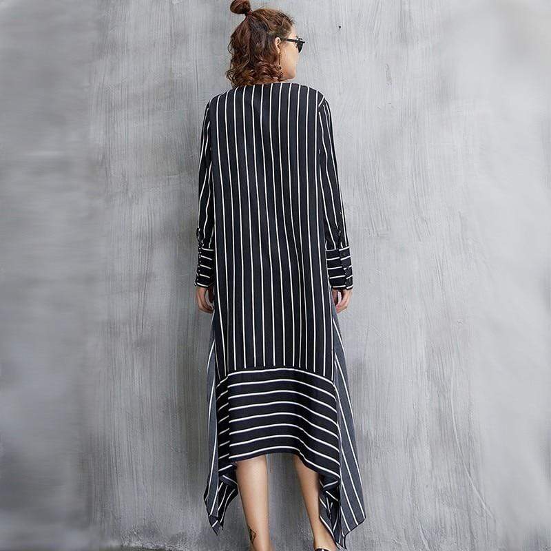 Black and White Striped Wrap Midi Dress | Millennials