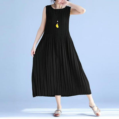 Φόρεμα Buddha Trends Μαύρο / L Bright Destiny Πλισέ Midi Φόρεμα