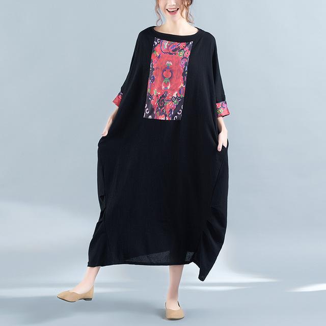 Buddha Trends Kleid Schwarz / L Lässige schwarze Sommerrobe