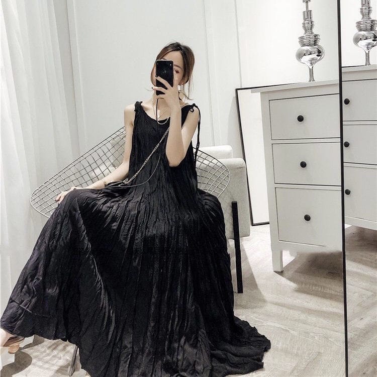 Buddha Trends Dress black / M Sleeveless Flowy Cotton Dress