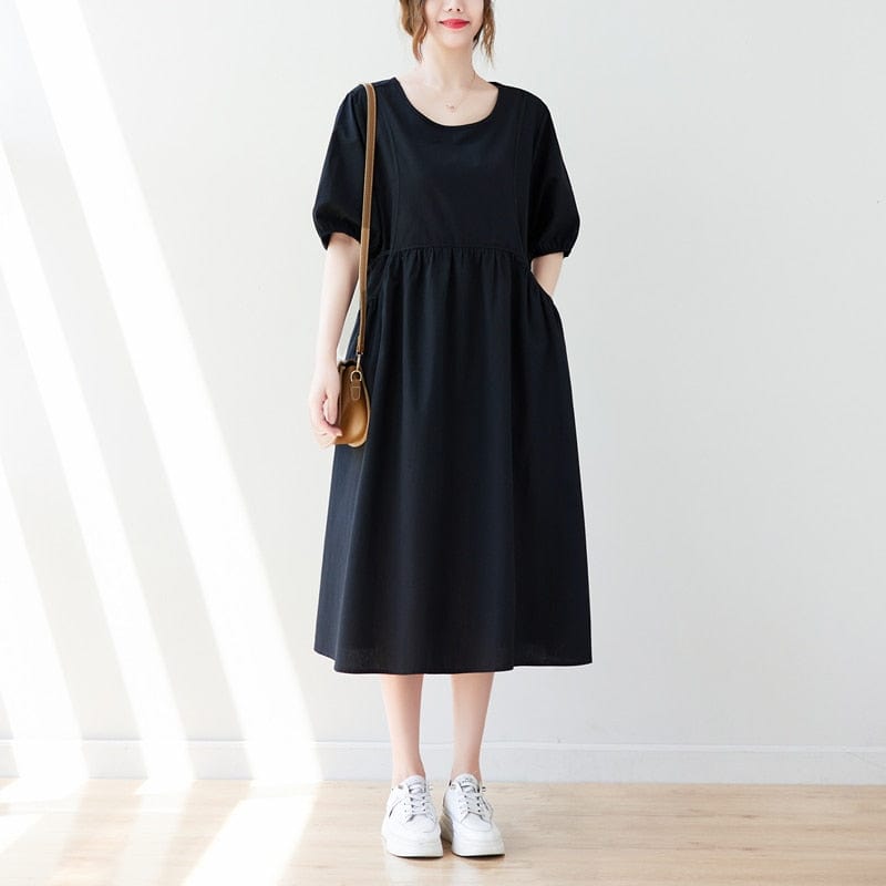 Buddha Trends Dress black / M Vintage Japanese Inspired A-Line Dress
