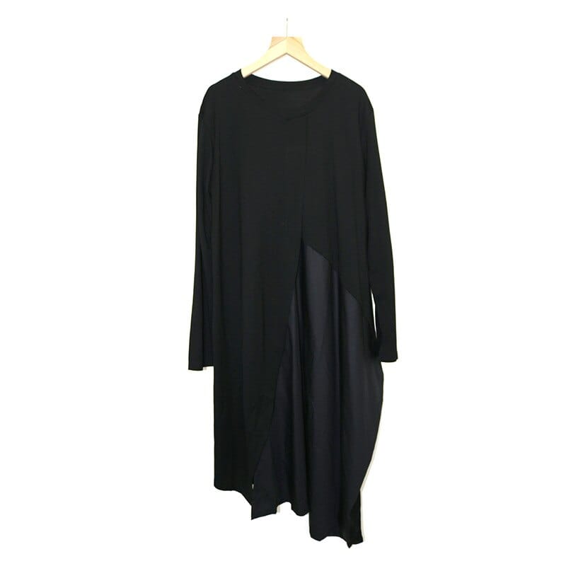 Buddha Trends Dress Black / One Size Black and Grey Oversized T-Shirt Dress