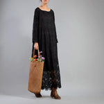Buddha Trends Dress Black / One Size Black Flower Ricamato Maxi Dress | Nirvana