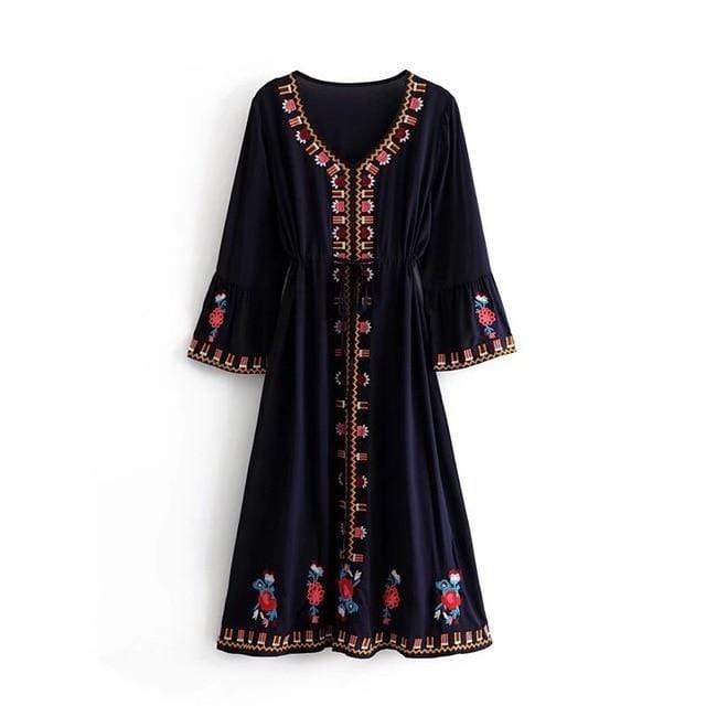Bohemia Vibes Embroidery Flower Dress
