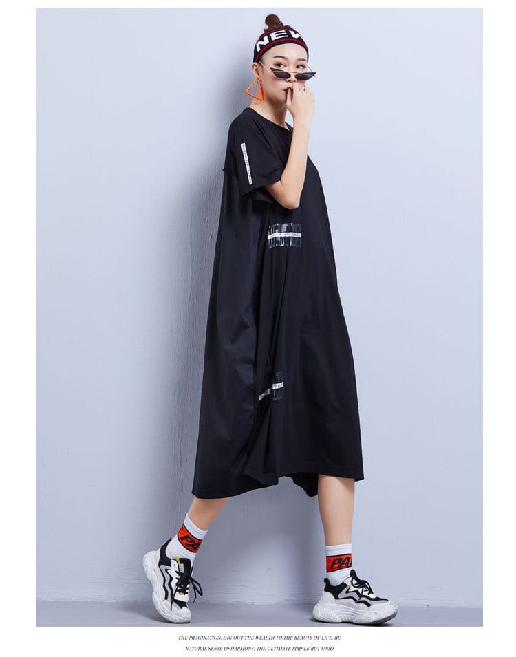 Buddha Trends Dress Black / One Size / China O-Neck Cotton Hippie Dress