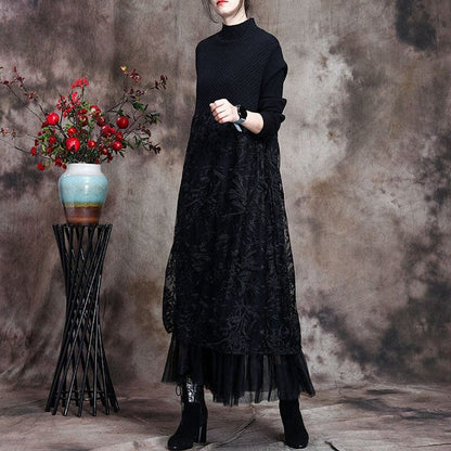 Buddha Trends Dress Noir / Robe Asymétrique Floral Melody Taille Unique | Nirvana