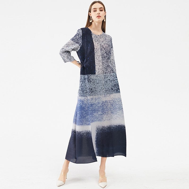 Buddha Trends Kleid Schwarz / Einheitsgröße Patchwork-Midikleid mit Farbverlauf