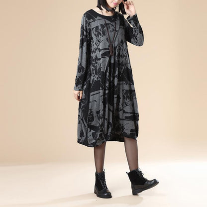 Buddha Trends Dress Black / XL Elena Casual Vintage Loose Plus Size Dress