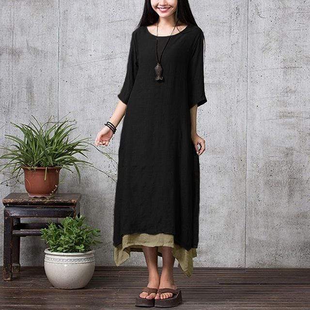 Buddha Trends Dress Black / XXL Oversized Layered Bohemian Dress
