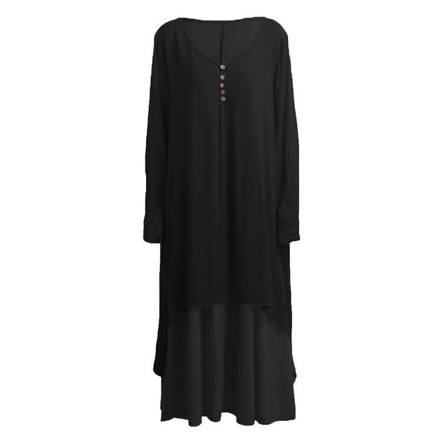Buddha Trends Dress Black / XXXL Robe asymétrique double couche Irene