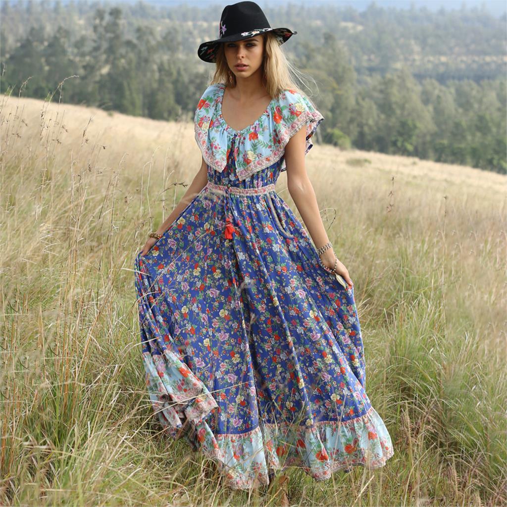 Vestido floral elegante hippie de la libertad