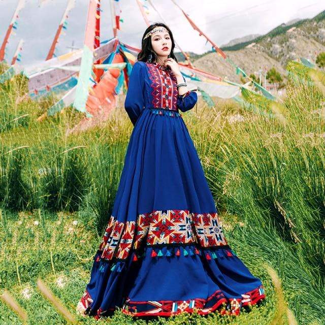 Buddha Trends Dress blue / M Boho Gypsy Tribal Maxi Dress | Mandala