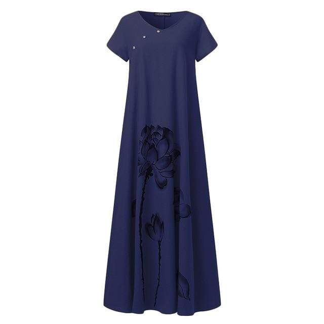 Buddha Trends Dress Μπλε / M Μαλακό φόρεμα Enya Lotus