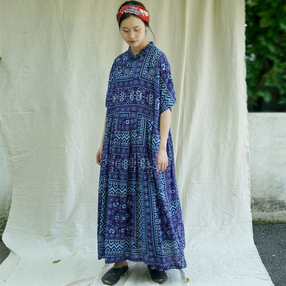 Buddha Trends Dress Biru / Satu Ukuran Tribe Floral Midi Dress | hippie