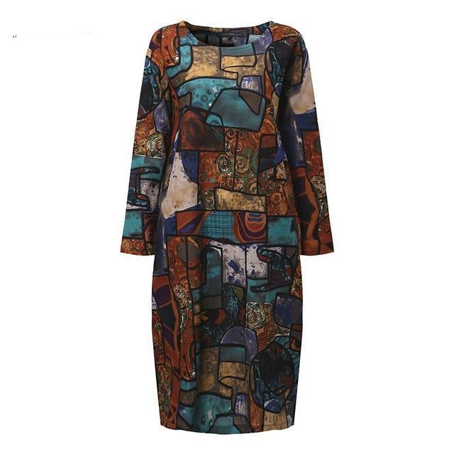 Buddha Trends Dress Biru / S Van Gogh Art Inspired Dress