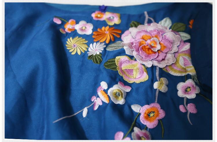 Vestido Buddha Trends Azul Safira Floral Bordado Vestido de Baile Boêmio | Mandala