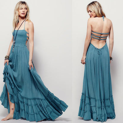 Buddha Trends Kleid Blau / XXL Empire Taille Modernes Boho Flowy Sommerkleid